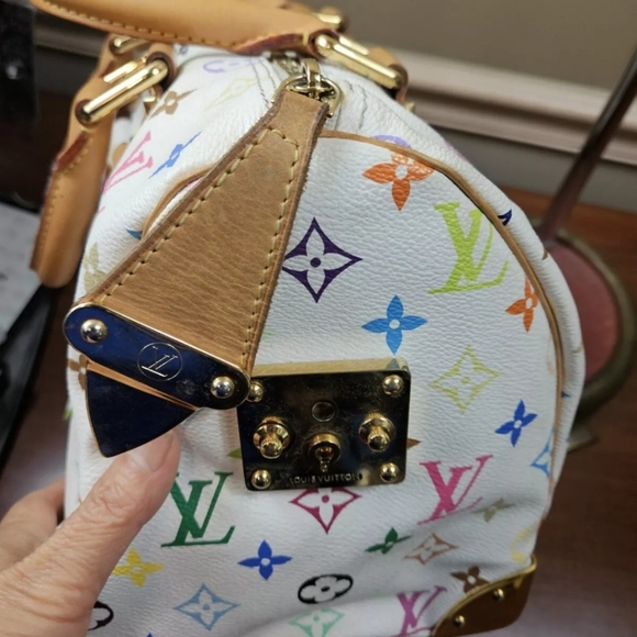 Auth Louis Vuitton Speedy 30 Multicolor White Bag - Picture 11 of 15